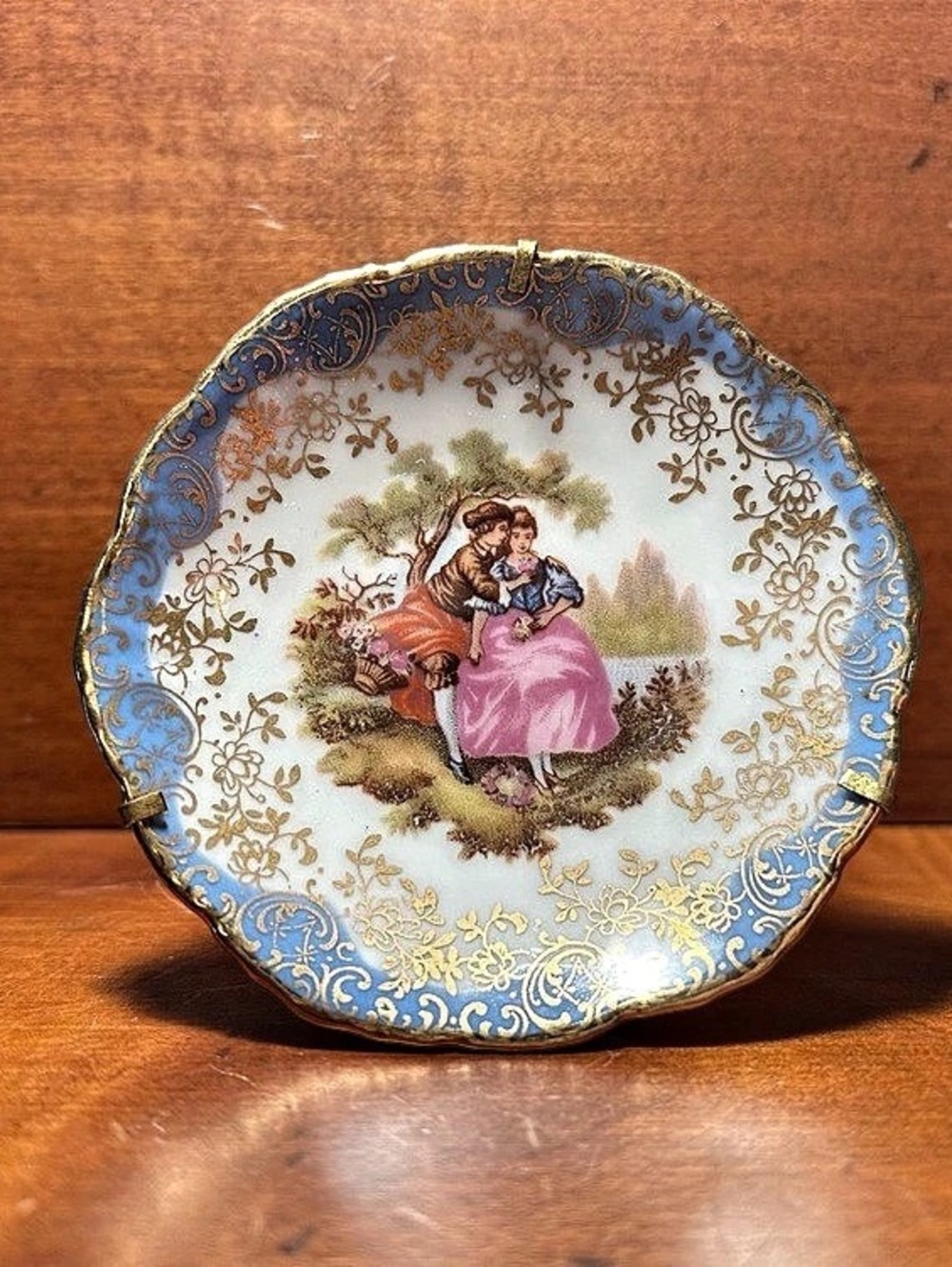 Vintage Limoges Porcelain Decorative Small Plate with Display 3.25” diameter